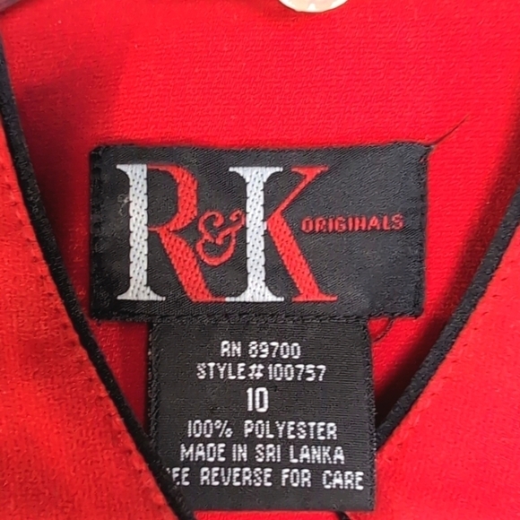 R & K Originals Red Black Trim Open front Jacket Size 10 - Picture 2 of 7